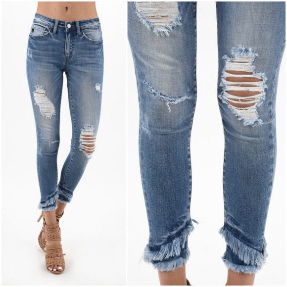 KanCan Denim - Mid Rise Frayed Jeans